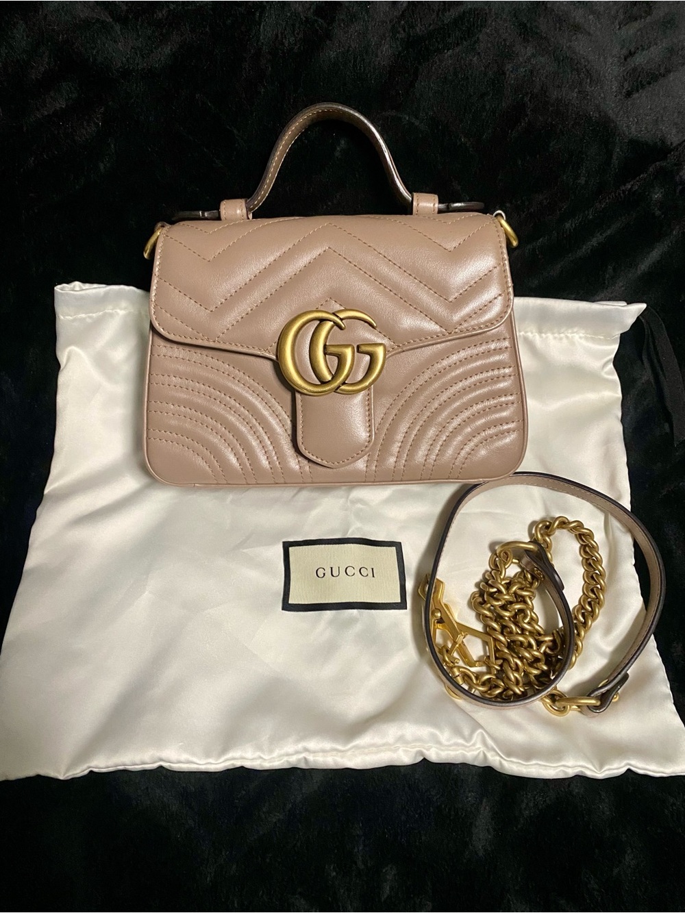 Gucci Marmont Matelasse Top Handle Crossbody / shoulder Bag in Porcelain Rose